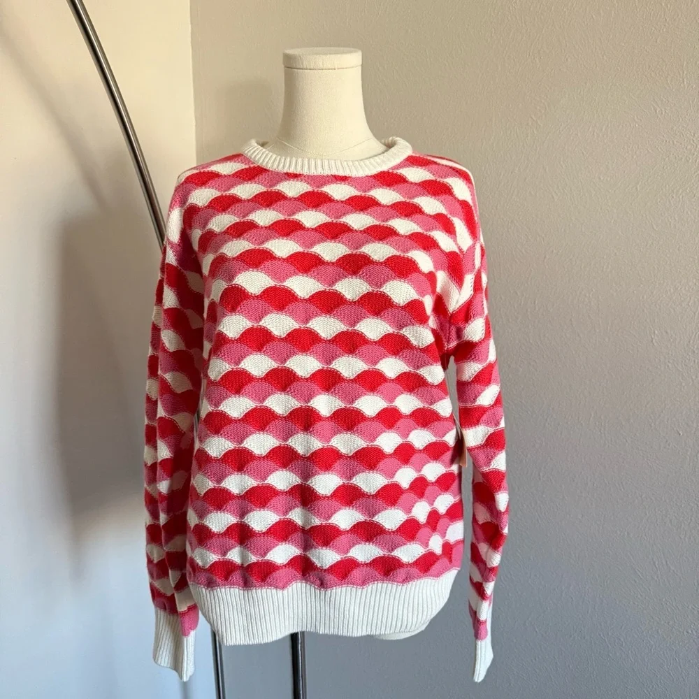 St John’s Bay NWT Red & Pink Knit Sweater Pullover Women’s Size Large - Picture 8 of 9